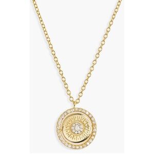 + ARGENTO VIVO + Sterling Silver CZ Coin Pendant Necklace